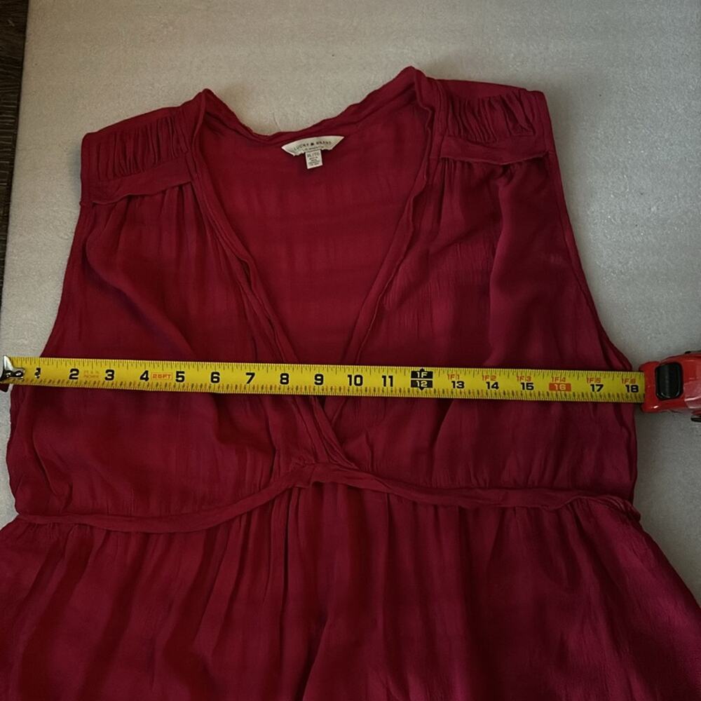 Lucky Brand Sleeveless Ruffle Top  XL V-Neck Boho Indie Bohemian Festival - Picture 7 of 9
